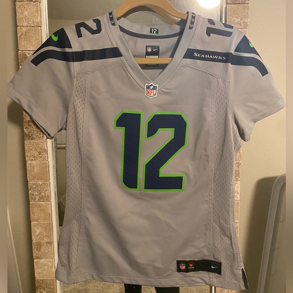 Grey Seahawks 12 fan jersey Official NFL Nike
